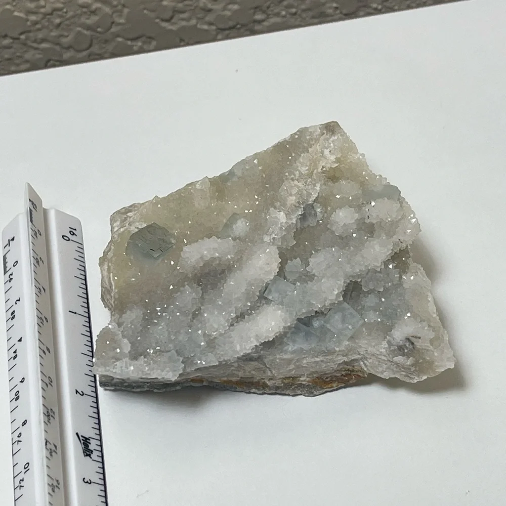 Cubic fluorite on Druze Quartz 💛HP💛 - Picture 11 of 16